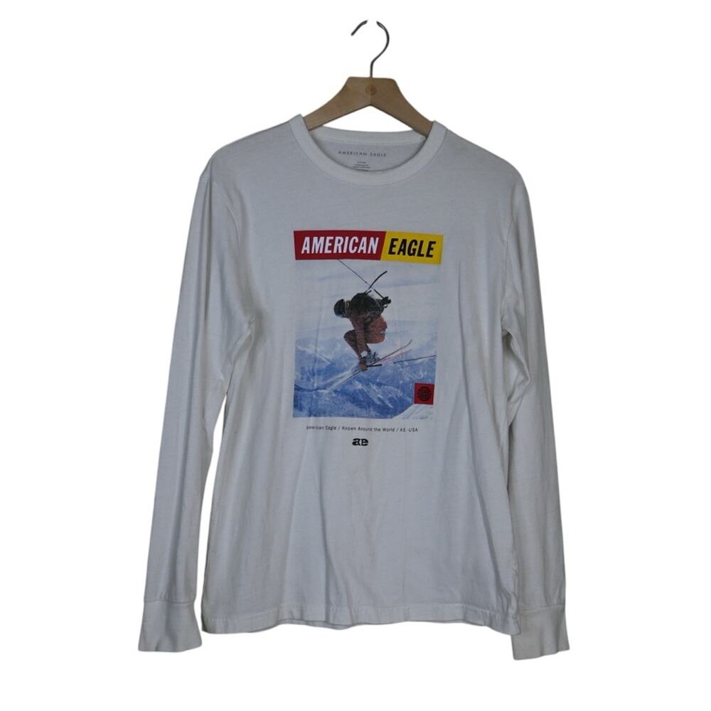 American Eagle Mens S Known Around the World Skiing Long Sleeve T Shirt